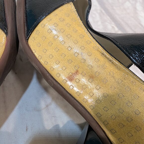 John Fluevog Blind Faith T-Strap Heels Black & Tan Women Size 8 - Picture 10 of 14